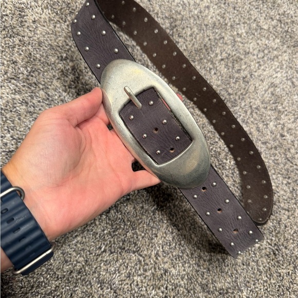 Free people women’s Studded Brown Leather Belt s/m EUC - Picture 2 of 6